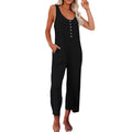 Women's Comfortable Jersey Jumpsuit with Button Details and Pockets