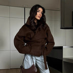 Women's Elegant Oversized Wool Jacket with Belt
