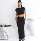 Women's Elegant Maxi Dress and Crop Top Set