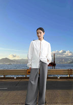 Button-Down Blouse with Decorative Tie Detail