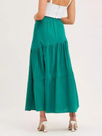 Women's Long Skirt with Swinging Ruffles and Elastic Waistband