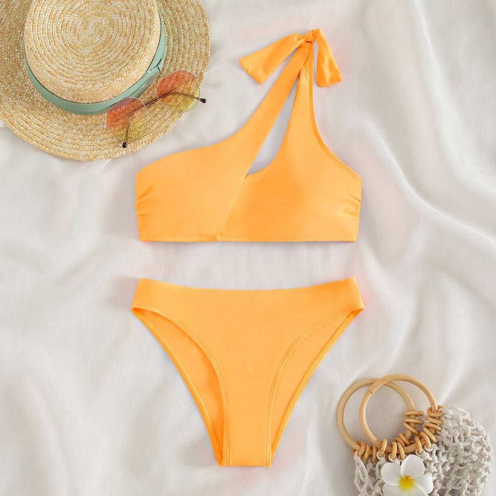 Women's Asymmetrical Bikini with Fashionable Cut-Outs