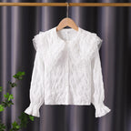 Women's Blouse with Voluminous Ruffle Collar