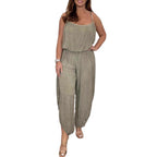 Women's Airy Jumpsuit with Wide Cut and Adjustable Straps