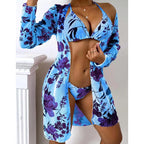 Women's Swimsuit with Sheer Beach Cover-up and Botanical Print