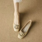 Women's Ballet Flats with Jewelry Accent and Block Heel