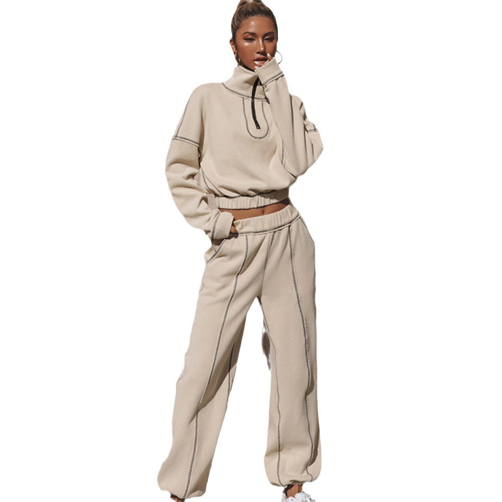 Women's Cropped Zip-Up Sweatshirt with Ruffle Details