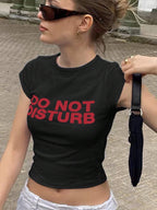 Women's Crop T-Shirt with Graphic Design and Statement Print