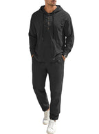 Men's Relaxed Hoodie Henley Leisure Suit
