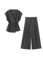Elegant Wrap Top and Wide-Leg Palazzo Pants Set