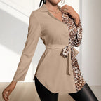 Women's Reversible Shirt Blouse with Waist Belt