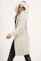 Women's Chunky Knit Coat with Hood