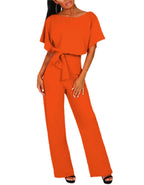 Elegant Women's Set with Flowy Blouse and Wide-Leg Trousers