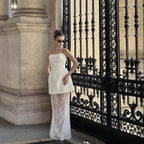 Women's Crop Top and Long Lace Skirt Set