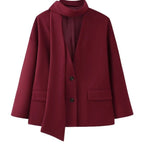 Women's Elegant Oversized Jacket with High Collar and Pockets