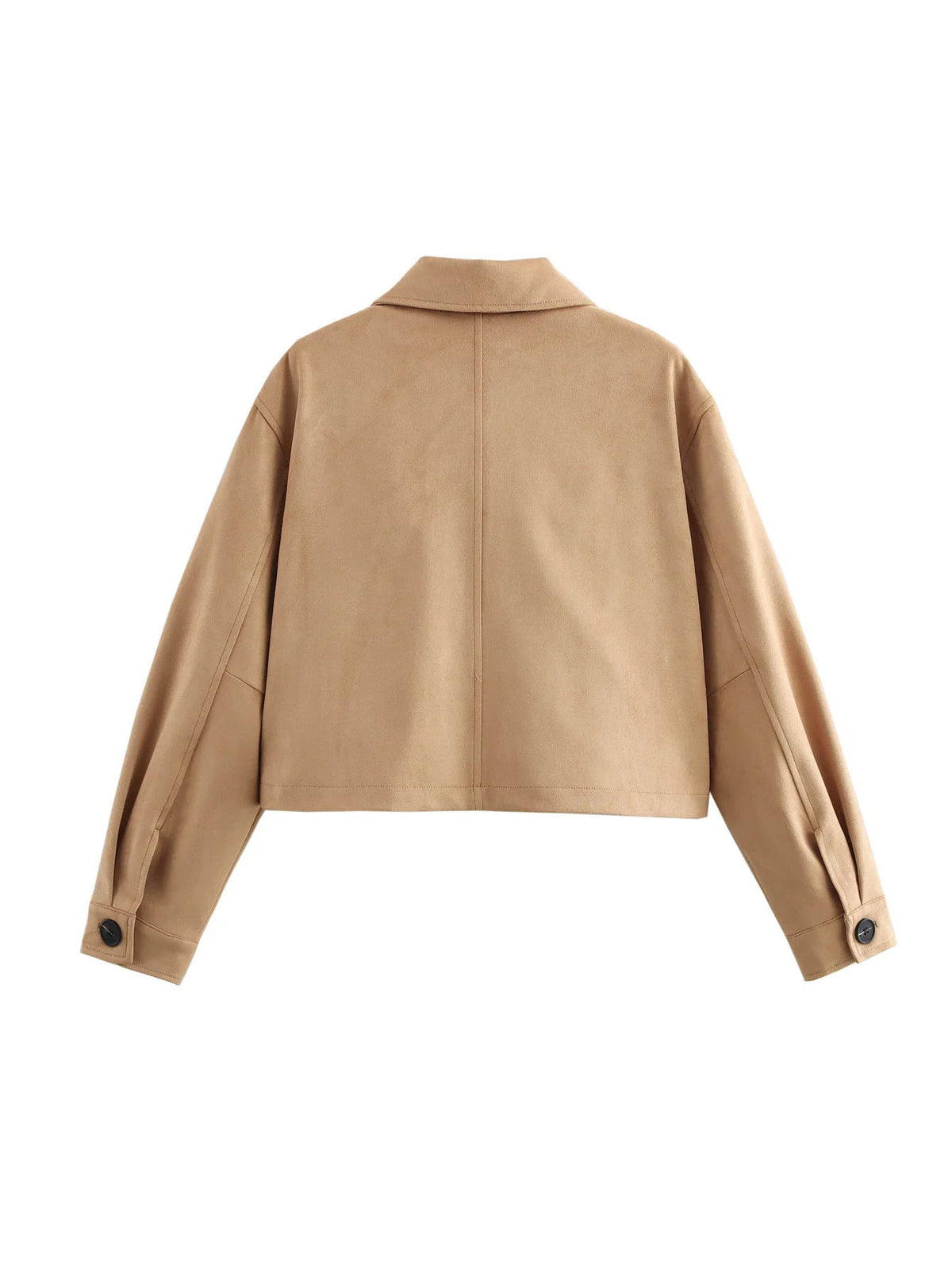 Women's Cropped Faux Suede Jacket with Large Pockets