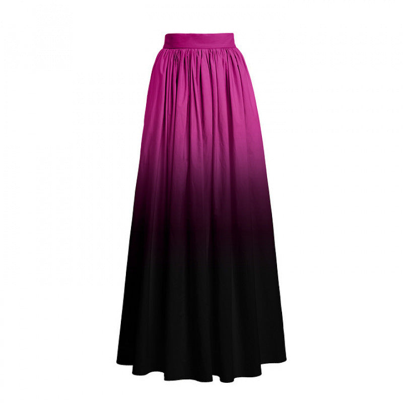 Women's Swimsuit with Elegant Wrap Detail and Long Ombre Skirt
