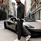 Men's Waffle Texture Half-Zip Loungewear Set