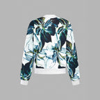 Women's Floral Bomber Jacket with Elastic Hem