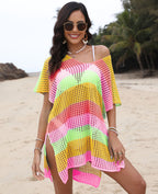 Women's Airy Mesh Beach Cover-Up with V-Neck