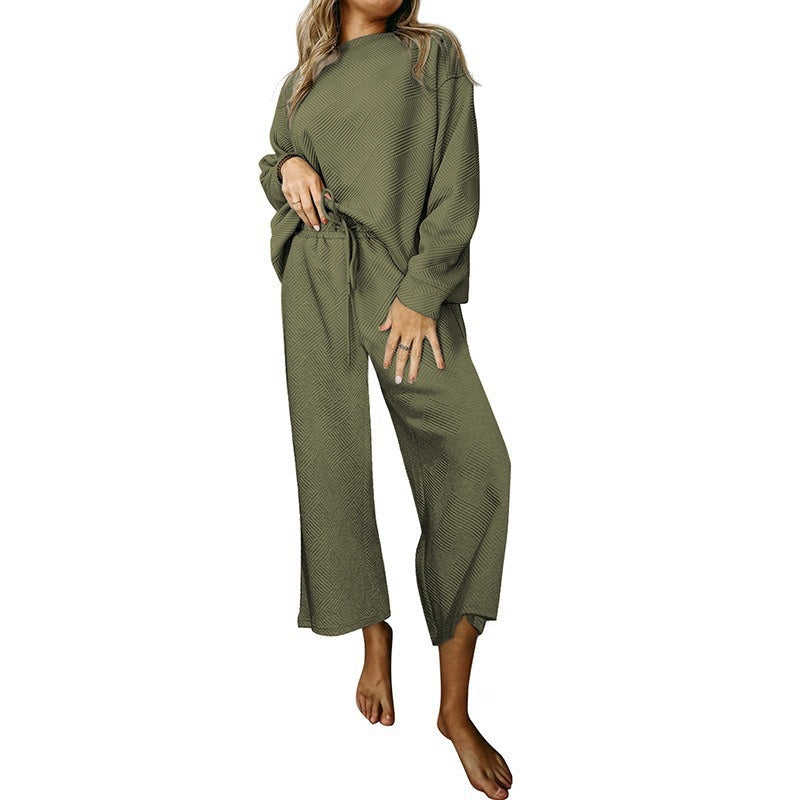 Women's Casual Wide-Cut Sweater Set with Tie Belts