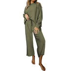 Women's Casual Wide-Cut Sweater Set with Tie Belts