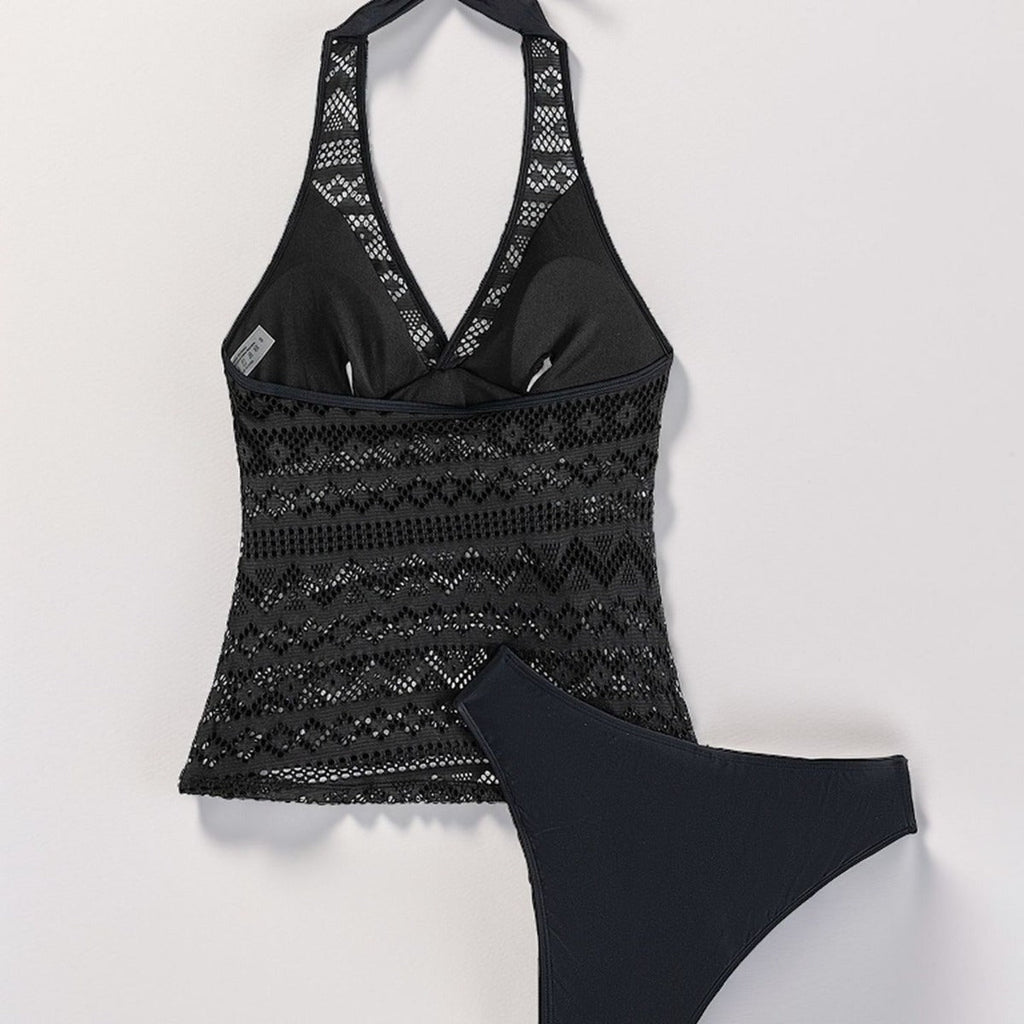 Women's Swimsuit with Attractive Cut and Lace Appliqués