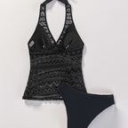 Women's Swimsuit with Attractive Cut and Lace Appliqués