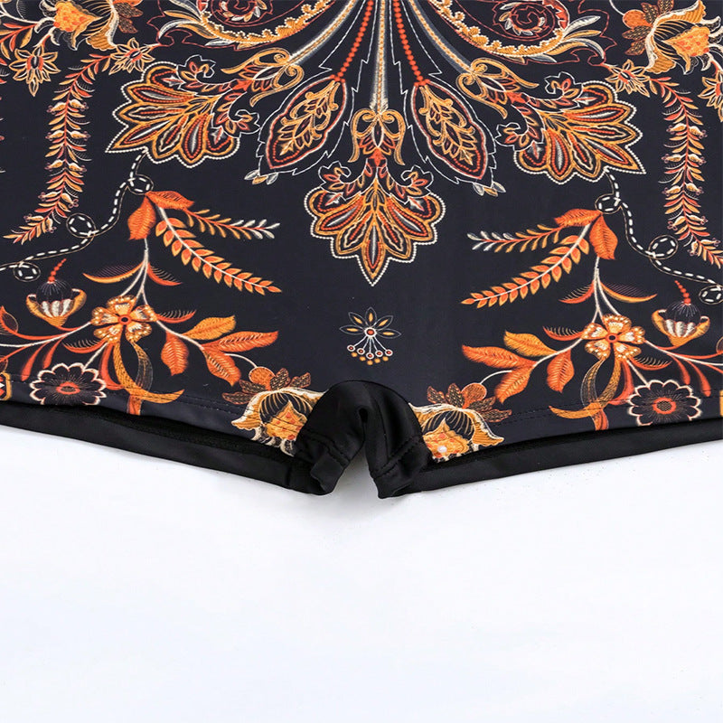 Women's Swimsuit with Floral Pattern and Modern Back Cutout