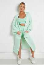 Women's Long Knit Coat with Spacious Pockets