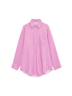 Casual Women's Striped Shirt Blouse with Pocket