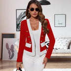 Elegant Double-Breasted Blazer with Contrast Details