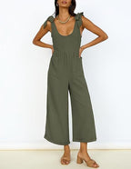 Women's Casual Jumpsuit with Adjustable Straps and Wide Leg