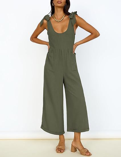 Women's Casual Jumpsuit with Adjustable Straps and Wide Leg