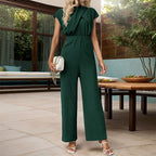 Elegant Women's Jumpsuit with Swinging Leg and Modern Wrap Neckline