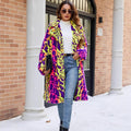 Women's Eye-Catching Faux Fur Coat with Modern Pattern