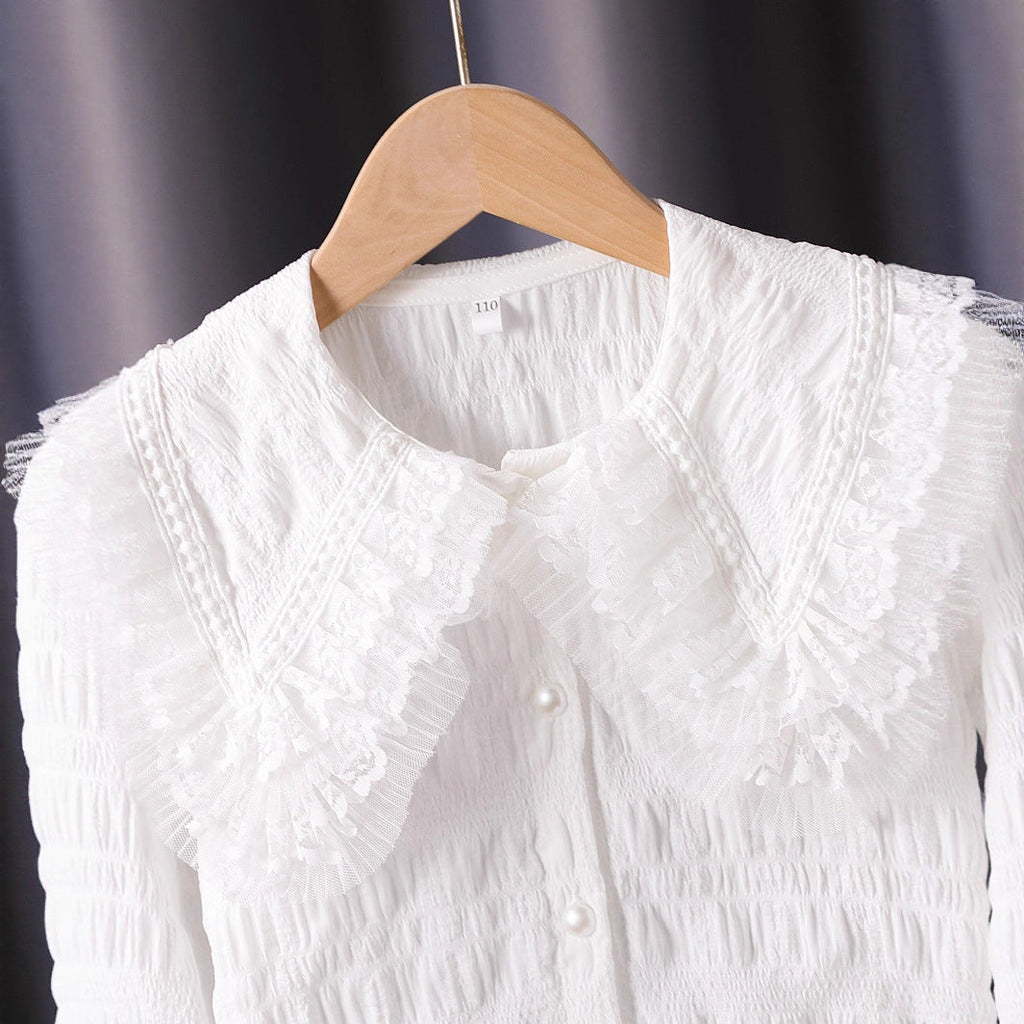 Women's Blouse with Voluminous Ruffle Collar