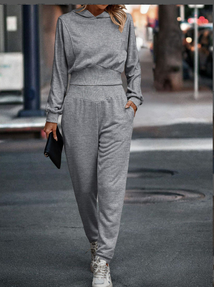 Women's Comfortable Hoodie Suit with Elastic Waistband