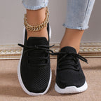 Women's Breathable Athletic Sneakers with Elastic Mesh Upper