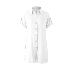 Women's Jumpsuit with Rolled Sleeves and Button Placket