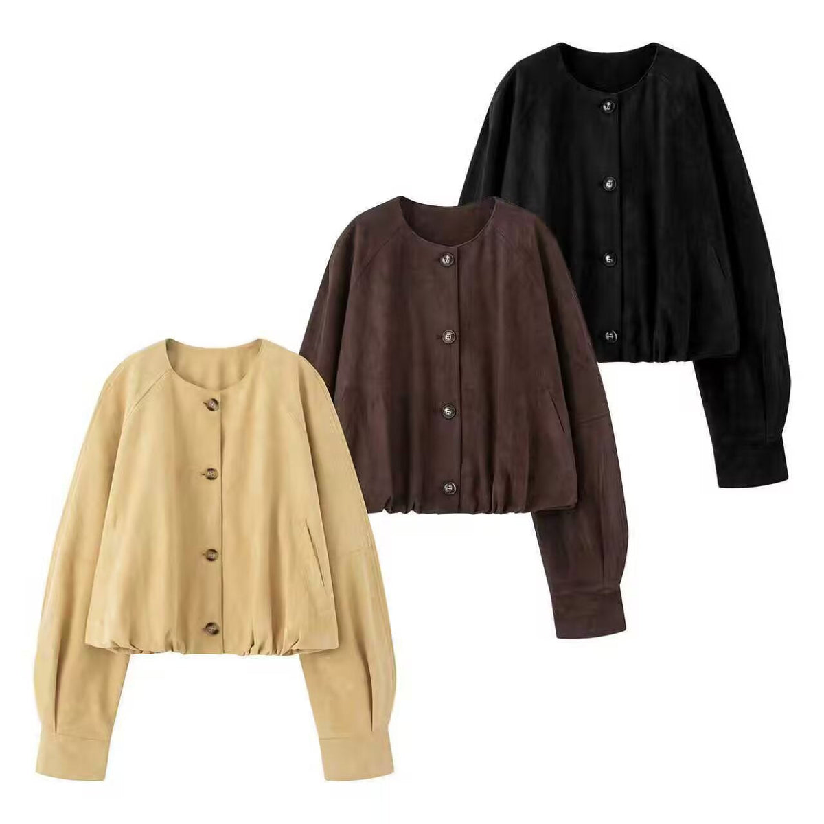 Women's Elegant and Loose Faux Leather Blouse Jacket