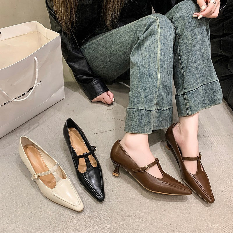 Women's Pointed-Toe Ballet Flats with Strap