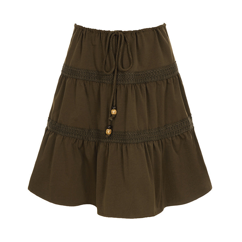 Women's Airy Jumpskirt with Elastic Waist and Ruching