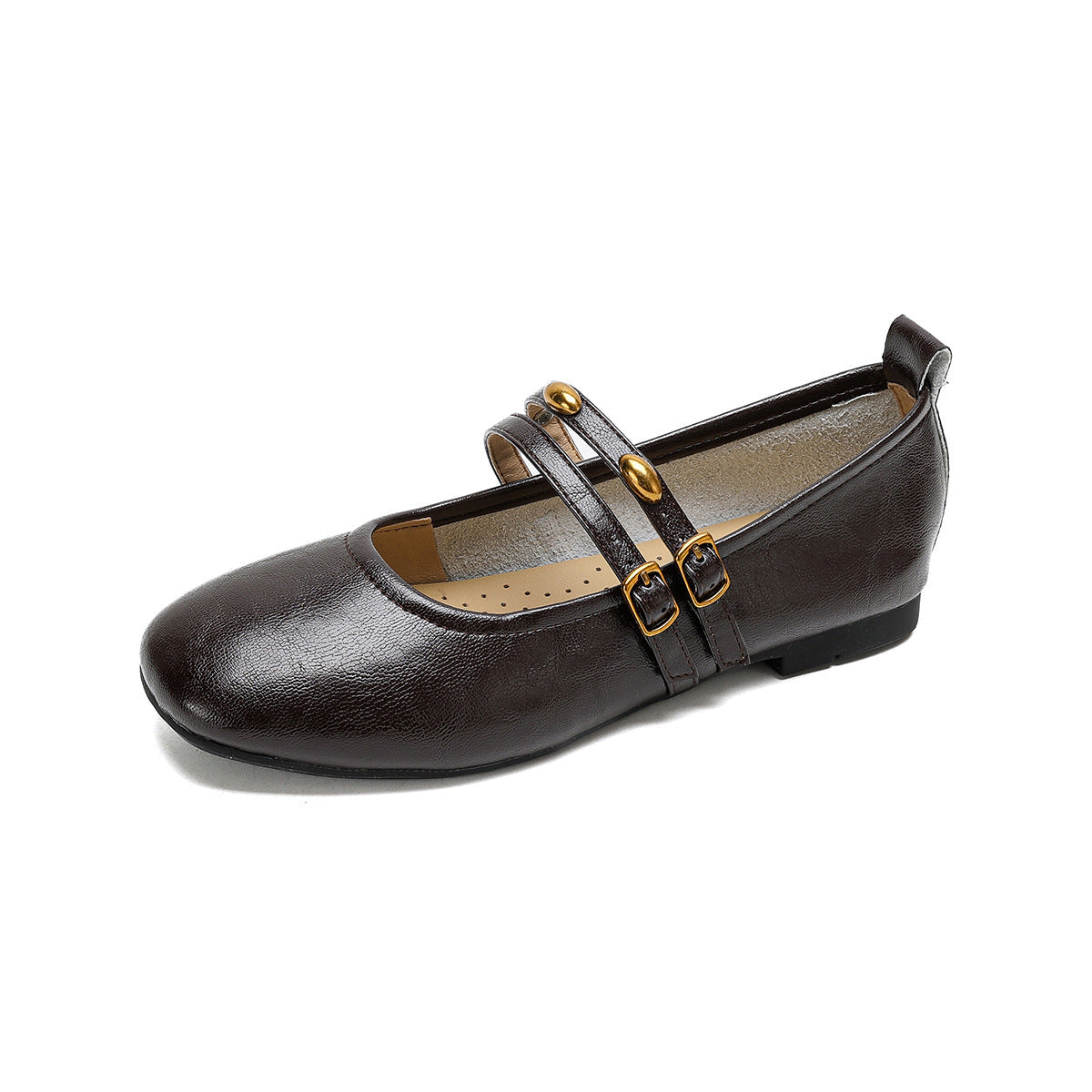 Women's Ballet Flats with Elegant Double Straps and Practical Buckles