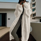 Women's Large Knit Cardigan with Open Sleeves and Cozy Fit