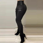 Women's High-Waisted Leggings with Buckle Details