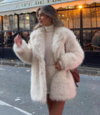 Elegant Oversized Faux Fur Coat with Wide Sleeves