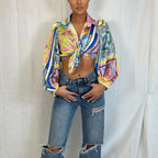 Women's Blouse with Knot Detail and Patterned Print