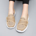 Women's Breathable Slip-On Sneakers with Practical Hook-and-Loop Closure