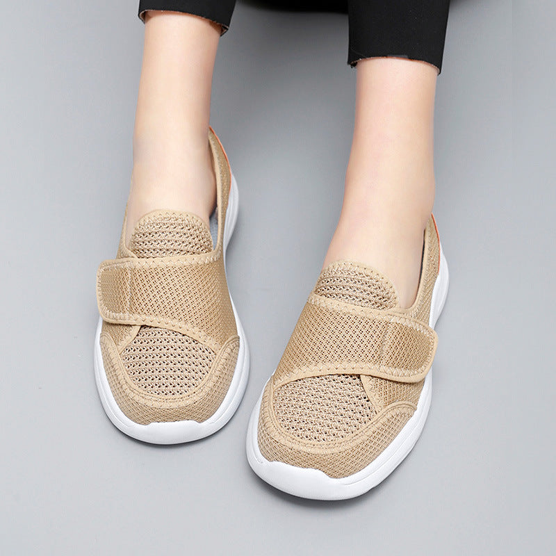 Women's Breathable Slip-On Sneakers with Practical Hook-and-Loop Closure